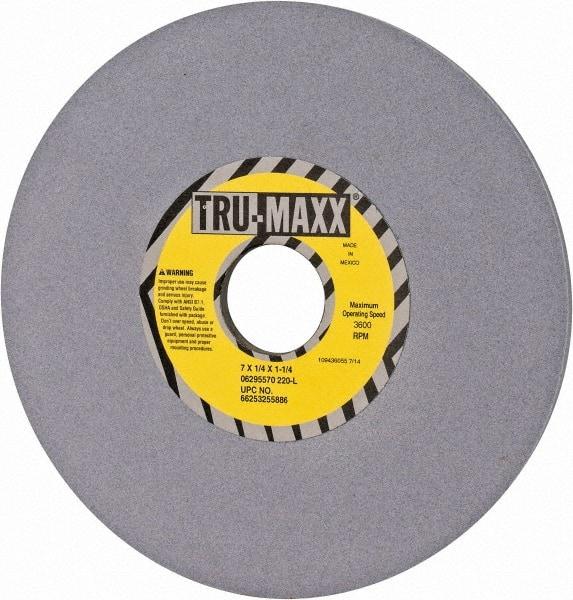 Tru-Maxx - 7" Diam x 1-1/4" Hole x 1/4" Thick, L Hardness, 220 Grit Surface Grinding Wheel - Aluminum Oxide, Type 1, Very Fine Grade, 3,600 Max RPM, Vitrified Bond, No Recess - Industrial Tool & Supply