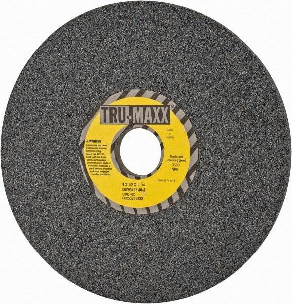 Tru-Maxx - 8" Diam x 1-1/4" Hole x 1/2" Thick, J Hardness, 46 Grit Surface Grinding Wheel - Aluminum Oxide, Type 1, Coarse Grade, 3,600 Max RPM, Vitrified Bond, No Recess - Industrial Tool & Supply