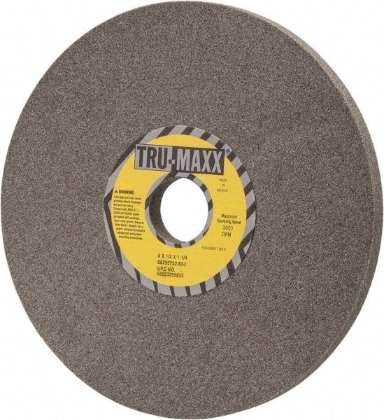 Tru-Maxx - 8" Diam x 1-1/4" Hole x 1/2" Thick, I Hardness, 80 Grit Surface Grinding Wheel - Aluminum Oxide, Type 1, Medium Grade, 3,600 Max RPM, Vitrified Bond, No Recess - Industrial Tool & Supply