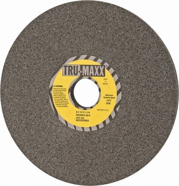 Tru-Maxx - 8" Diam x 1-1/4" Hole x 1/2" Thick, K Hardness, 60 Grit Surface Grinding Wheel - Aluminum Oxide, Type 1, Medium Grade, 3,600 Max RPM, Vitrified Bond, No Recess - Industrial Tool & Supply