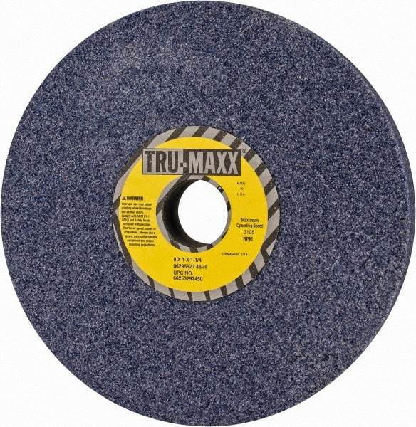 Tru-Maxx - 8" Diam x 1-1/4" Hole x 1" Thick, H Hardness, 46 Grit Surface Grinding Wheel - Aluminum Oxide, Type 1, Coarse Grade, 3,105 Max RPM, Vitrified Bond, No Recess - Industrial Tool & Supply