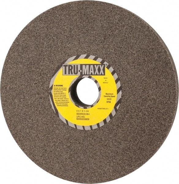 Tru-Maxx - 8" Diam x 1-1/4" Hole x 1" Thick, I Hardness, 60 Grit Surface Grinding Wheel - Aluminum Oxide, Type 1, Medium Grade, 3,600 Max RPM, Vitrified Bond, No Recess - Industrial Tool & Supply