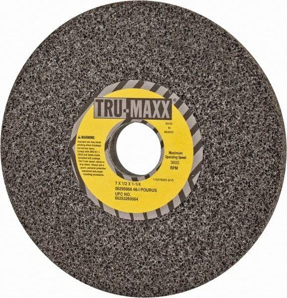 Tru-Maxx - 7" Diam x 1-1/4" Hole x 1/2" Thick, I Hardness, 46 Grit Surface Grinding Wheel - Aluminum Oxide, Type 1, Coarse Grade, 3,600 Max RPM, Vitrified Bond, No Recess - Industrial Tool & Supply