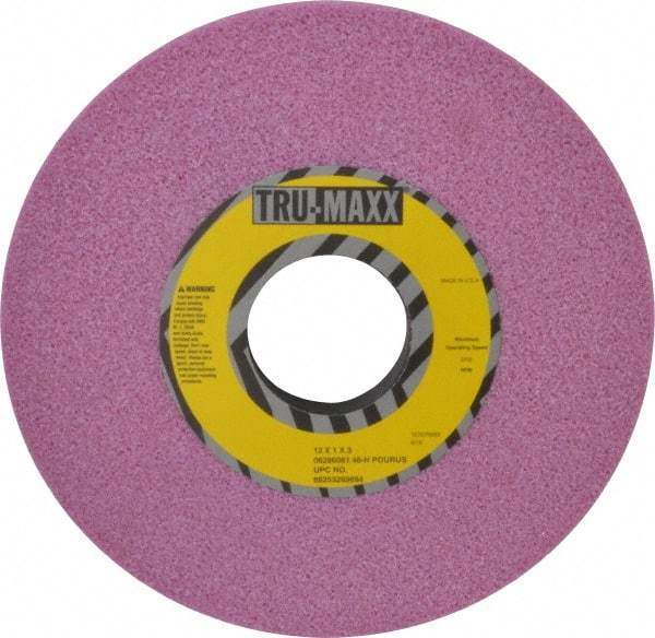 Tru-Maxx - 12" Diam x 3" Hole x 1" Thick, H Hardness, 46 Grit Surface Grinding Wheel - Aluminum Oxide, Type 1, Coarse Grade, 2,705 Max RPM, Vitrified Bond, No Recess - Industrial Tool & Supply