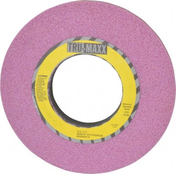 Tru-Maxx - 12" Diam x 5" Hole x 1" Thick, H Hardness, 46 Grit Surface Grinding Wheel - Aluminum Oxide, Type 1, Coarse Grade, 2,705 Max RPM, Vitrified Bond, No Recess - Industrial Tool & Supply