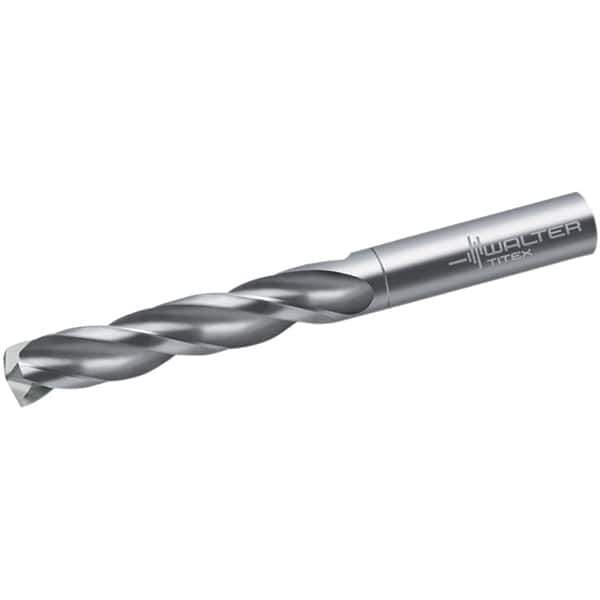 Walter-Titex - 9.8mm 150° Spiral Flute Solid Carbide Screw Machine Drill Bit - Bright Finish, Right Hand Cut, 55mm Flute Length, 89mm OAL, Maximiza Point, Straight Shank - Industrial Tool & Supply