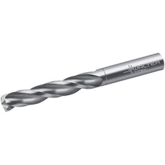 Walter-Titex - 9.8mm 150° Spiral Flute Solid Carbide Screw Machine Drill Bit - Bright Finish, Right Hand Cut, 55mm Flute Length, 89mm OAL, Maximiza Point, Straight Shank - Industrial Tool & Supply