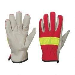 PRO-SAFE - Size M (8) Grain Pigskin General Protection Work Gloves - For General Purpose, Uncoated, Slip-On Cuff, Full Fingered, Orange, Paired - Industrial Tool & Supply