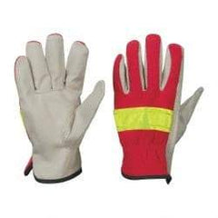 PRO-SAFE - Size M (8) Grain Pigskin General Protection Work Gloves - For General Purpose, Uncoated, Slip-On Cuff, Full Fingered, Orange, Paired - Industrial Tool & Supply