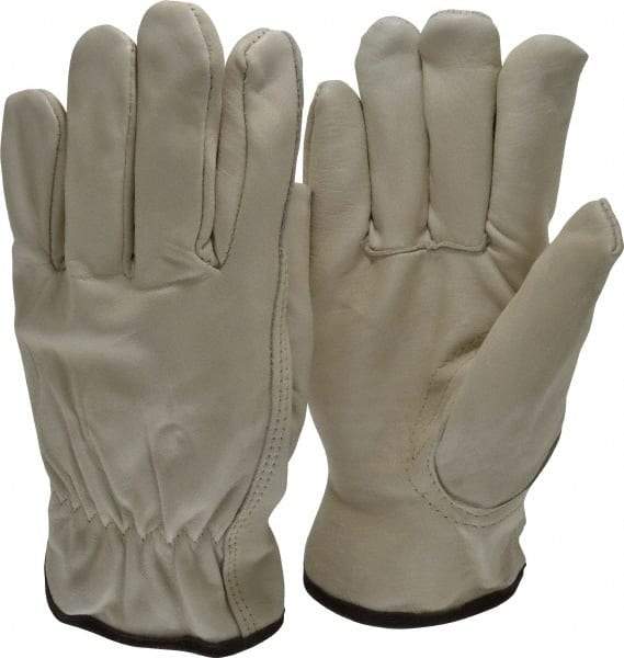 PRO-SAFE - Size L (9) Grain Cowhide Cold Protection Work Gloves - For Work & Driver, Uncoated, Slip-On Cuff, Beige, Paired - Industrial Tool & Supply