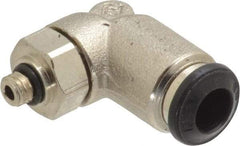 Alpha Technologies - 6mm Outside Diam, M5 Metric, Nickel Plated Brass Push-to-Connect Tube Male Swivel Elbow - 250 Max psi, Tube to Metric Thread Connection, Buna O-Ring - Industrial Tool & Supply