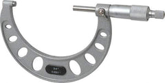Value Collection - 3 to 4" Range, 0.0001" Graduation, Mechanical Outside Micrometer - Ratchet Stop Thimble, Accurate to 0.0001" - Industrial Tool & Supply