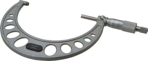 Value Collection - 100 to 125mm Range, 0.01mm Graduation, Mechanical Outside Micrometer - Ratchet Stop Thimble, Accurate to 0.006mm - Industrial Tool & Supply