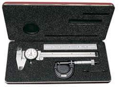 Starrett - 4 Piece, Machinist Caliper and Micrometer Tool Kit - 0 to 6 Inch Caliper, 0 to 1 Inch Micrometer - Industrial Tool & Supply