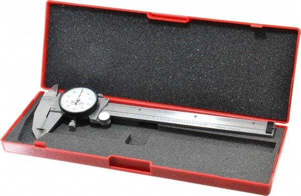 Starrett - 0" to 6" Range, 0.001" Graduation, 0.1" per Revolution, Dial Caliper - White Face, 1-1/2" Jaw Length, Accurate to 0.0010" - Industrial Tool & Supply