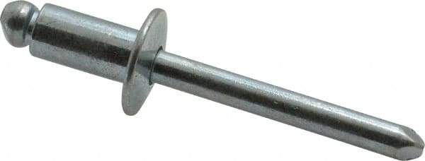 RivetKing - Size 84 Dome Head Steel Open End Blind Rivet - Steel Mandrel, 0.02" to 1/4" Grip, 1/2" Head Diam, 0.257" to 0.261" Hole Diam, 1/2" Length Under Head, 1/4" Body Diam - Industrial Tool & Supply