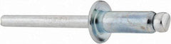 RivetKing - Size 88 Dome Head Steel Open End Blind Rivet - Steel Mandrel, 0.376" to 1/2" Grip, 1/2" Head Diam, 0.257" to 0.261" Hole Diam, 3/4" Length Under Head, 1/4" Body Diam - Industrial Tool & Supply