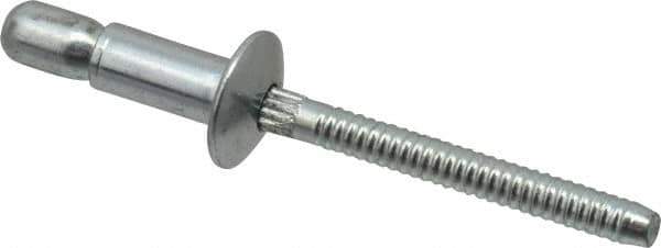 RivetKing - Size 64 Dome Head Steel Structural with Locking Stem Blind Rivet - Steel Mandrel, 0.062" to 0.27" Grip, 0.385" Head Diam, 0.194" to 0.204" Hole Diam, 0.415" Length Under Head, 3/16" Body Diam - Industrial Tool & Supply