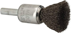 Anderson - 1/2" Brush Diam, Crimped, End Brush - 1/4" Diam Shank, 25,000 Max RPM - Industrial Tool & Supply