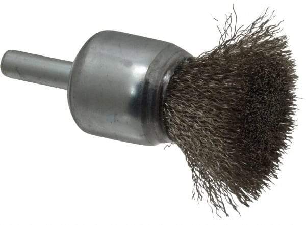 Anderson - 3/4" Brush Diam, Crimped, End Brush - 1/4" Diam Shank, 22,000 Max RPM - Industrial Tool & Supply