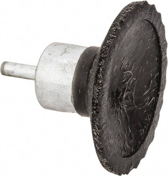 Anderson - 2-3/4" Brush Diam, Crimped, Encapsulated, Flared End Brush - 1/4" Diam Shank, 16,000 Max RPM - Industrial Tool & Supply