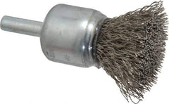 Anderson - 3/4" Brush Diam, Crimped, End Brush - 1/4" Diam Shank, 22,000 Max RPM - Industrial Tool & Supply