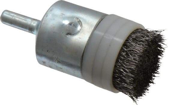 Anderson - 1" Brush Diam, Crimped, Flared End Brush - 1/4" Diam Shank, 10,000 Max RPM - Industrial Tool & Supply