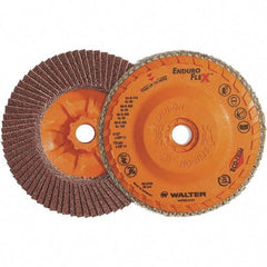 WALTER Surface Technologies - 60 Grit, 7" Disc Diam, 7/8" Center Hole, Zirconia Alumina Flap Disc - 8,600 Max RPM, Plastic Backing, Arbor Attaching System, Coated - Industrial Tool & Supply