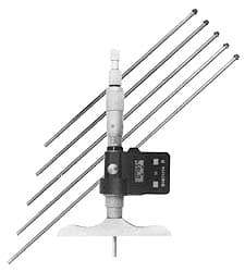 Fowler - 0 to 150mm Range, 4" Base Length, 6 Rods, Friction Thimble, Electronic Depth Micrometer - No Water Resistance Rating, 0.00005" Resolution, 0.176" Rod Diam, 357 Battery, - Industrial Tool & Supply