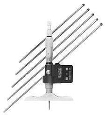 Fowler - 0 to 150mm Range, 4" Base Length, 6 Rods, Friction Thimble, Electronic Depth Micrometer - No Water Resistance Rating, 0.00005" Resolution, 0.176" Rod Diam, 357 Battery, - Industrial Tool & Supply