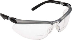 3M - +2, Clear Lenses, Scratch Resistant, Framed Magnifying Safety Glasses - UV Protection, Adjustable Temples, Silver/Black Plastic Frame, ANSI Z87.1-2010 - Industrial Tool & Supply