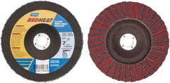 Norton - 36 Grit, 7" Disc Diam, 7/8" Center Hole, Type 29 Ceramic Flap Disc - 8,600 Max RPM, Fiberglass Backing, Arbor Attaching System, Coated - Industrial Tool & Supply
