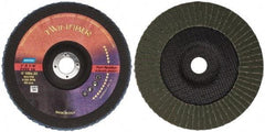Norton - 80 Grit, 7" Disc Diam, 7/8" Center Hole, Type 29 Ceramic Flap Disc - 8,600 Max RPM, Fiberglass Backing, Arbor Attaching System, Coated - Industrial Tool & Supply