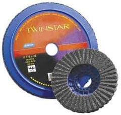 Norton - 80 Grit, 7" Disc Diam, 5/8-11 Center Hole, Type 27 Ceramic Flap Disc - 8,600 Max RPM, Plastic Backing, Arbor Attaching System, Coated - Industrial Tool & Supply