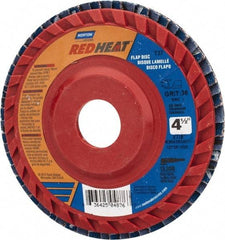 Norton - 36 Grit, 4-1/2" Disc Diam, 7/8" Center Hole, Type 27 Ceramic Flap Disc - 13,000 Max RPM, Plastic Backing, Arbor Attaching System, Coated - Industrial Tool & Supply