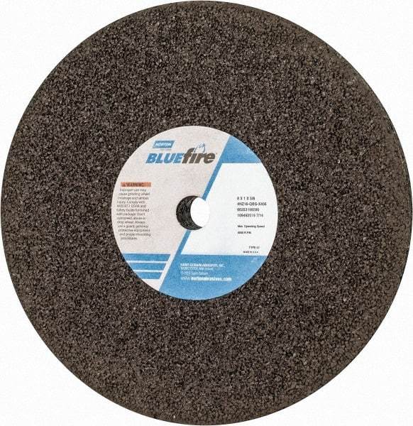 Norton - 8" Diam x 5/8" Hole x 1" Thick, Q Hardness, 16 Grit Surface Grinding Wheel - Zirconia Alumina, Type 1, Very Coarse Grade, 6,000 Max RPM, No Recess - Industrial Tool & Supply