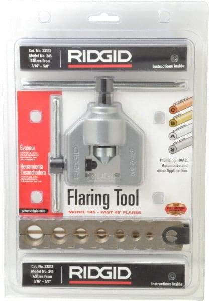 Ridgid - 3/16 to 5/8" Pipe Capacity, Flaring Tools & Tube Expanders - Industrial Tool & Supply