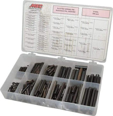 Made in USA - 500 Piece, 1/16 to 7/16" Pin Diam, Spring Pin Assortment - Steel - Industrial Tool & Supply