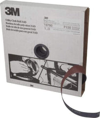3M - 1" x 50 Yd 120 Grit Aluminum Oxide Cloth Roll - Fine Grade, J Weighted Backing - Industrial Tool & Supply