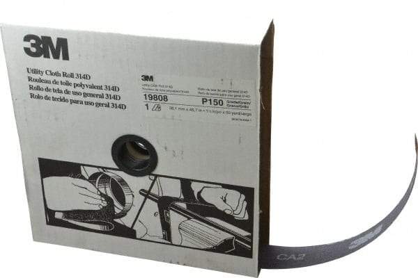 3M - 1-1/2" x 50 Yd 150 Grit Aluminum Oxide Cloth Roll - Very Fine Grade, J Weighted Backing - Industrial Tool & Supply