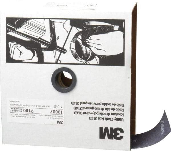 3M - 1-1/2" x 50 Yd 180 Grit Aluminum Oxide Cloth Roll - Very Fine Grade, J Weighted Backing - Industrial Tool & Supply