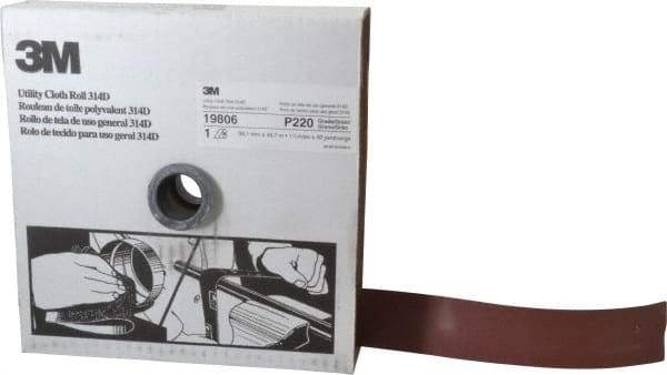 3M - 1-1/2" x 50 Yd 220 Grit Aluminum Oxide Cloth Roll - Very Fine Grade, J Weighted Backing - Industrial Tool & Supply