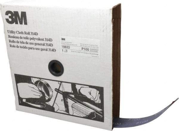 3M - 2" x 50 Yd 100 Grit Aluminum Oxide Cloth Roll - Fine Grade, J Weighted Backing - Industrial Tool & Supply