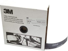 3M - 2" x 50 Yd 220 Grit Aluminum Oxide Cloth Roll - Very Fine Grade, J Weighted Backing - Industrial Tool & Supply