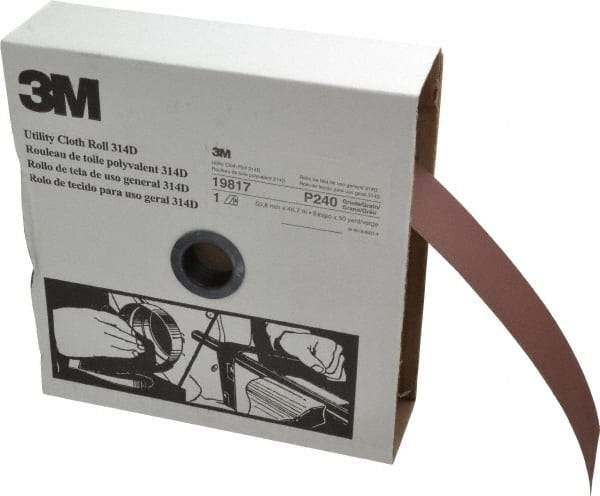 3M - 2" x 50 Yd 240 Grit Aluminum Oxide Cloth Roll - Very Fine Grade, J Weighted Backing - Industrial Tool & Supply