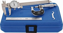 Value Collection - 3 Piece, Machinist Caliper and Micrometer Tool Kit - 0 to 1 Inch Micrometer, 0.0001 Inch Graduation - Industrial Tool & Supply