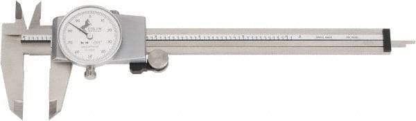 TESA Brown & Sharpe - 0" to 6" Range, 0.001" Graduation, 0.1" per Revolution, Dial Caliper - White Face, 40mm Jaw Length - Industrial Tool & Supply