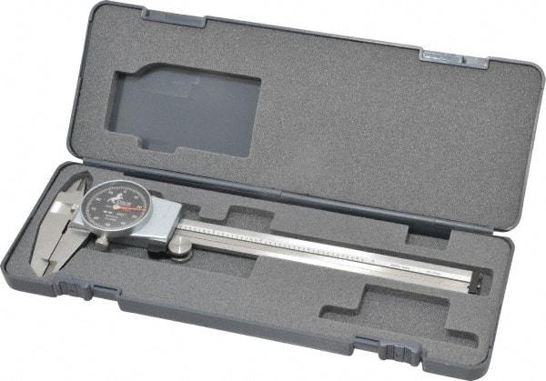 TESA Brown & Sharpe - 0" to 6" Range, 0.001" Graduation, 0.1" per Revolution, Dial Caliper - Black Face, 40mm Jaw Length - Industrial Tool & Supply