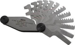 SPI - 12 Leaf, 2 to 20mm Pitch Range, Stainless Steel Screw Pitch Gage - 30° Thread Angle - Industrial Tool & Supply