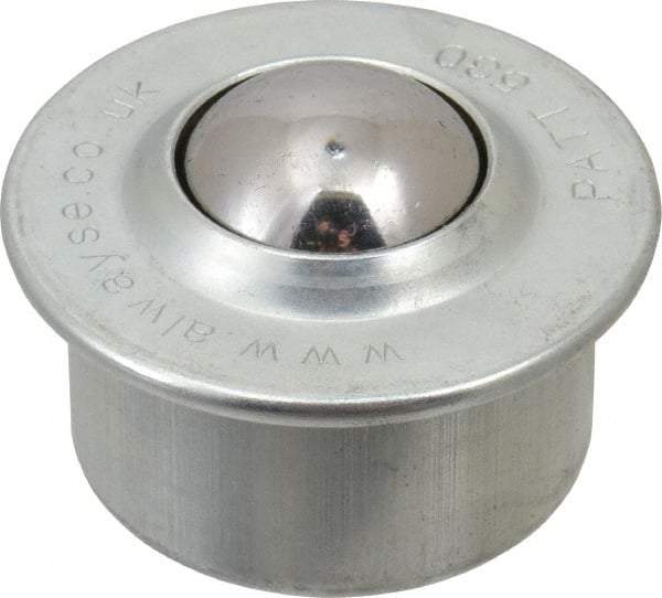 SKF - Round, Carbon Steel Ball Transfer - 13.8mm Mount Height, 506 Lb. Capacity - Industrial Tool & Supply